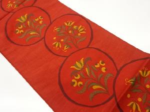 木屋太製　丸文に花々模様織出し洒落袋帯